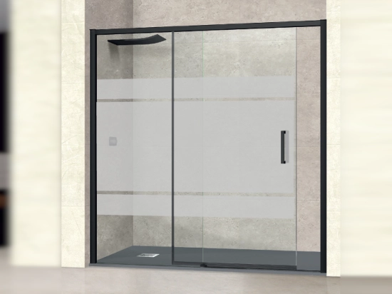 Paroi de douche coulissante, Largeur 180 à 200 cm, Hauteur 195 cm, verre sérigraphie semi opaque, sécurité et traité anti-calcaire STOCK DISPONIBLE livraison offerte et rapide.